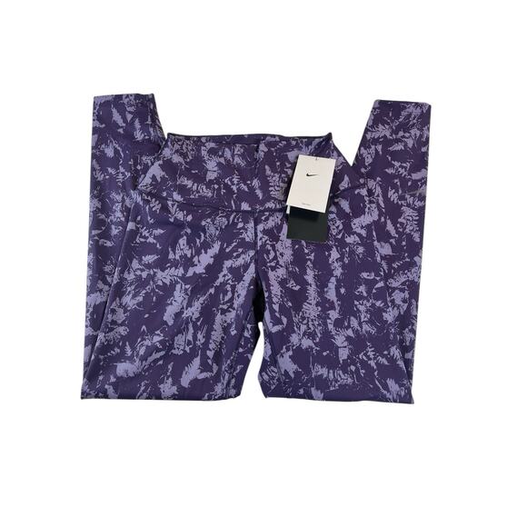 Nike One Women's High-Waisted 7/8 Printed Leggings Purple XL FZ3229-509 NEW - Picture 2 of 6